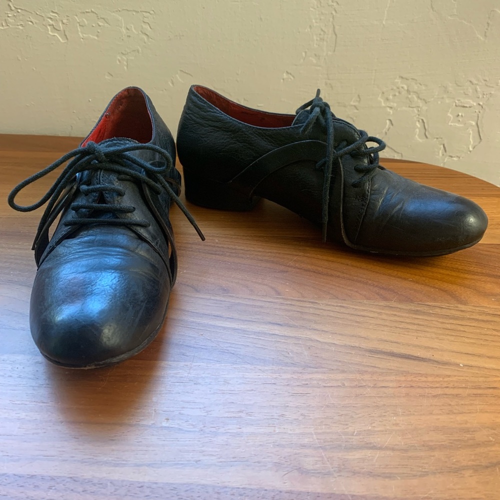 Coupleof Black Leather Shoes w/ Red Interior